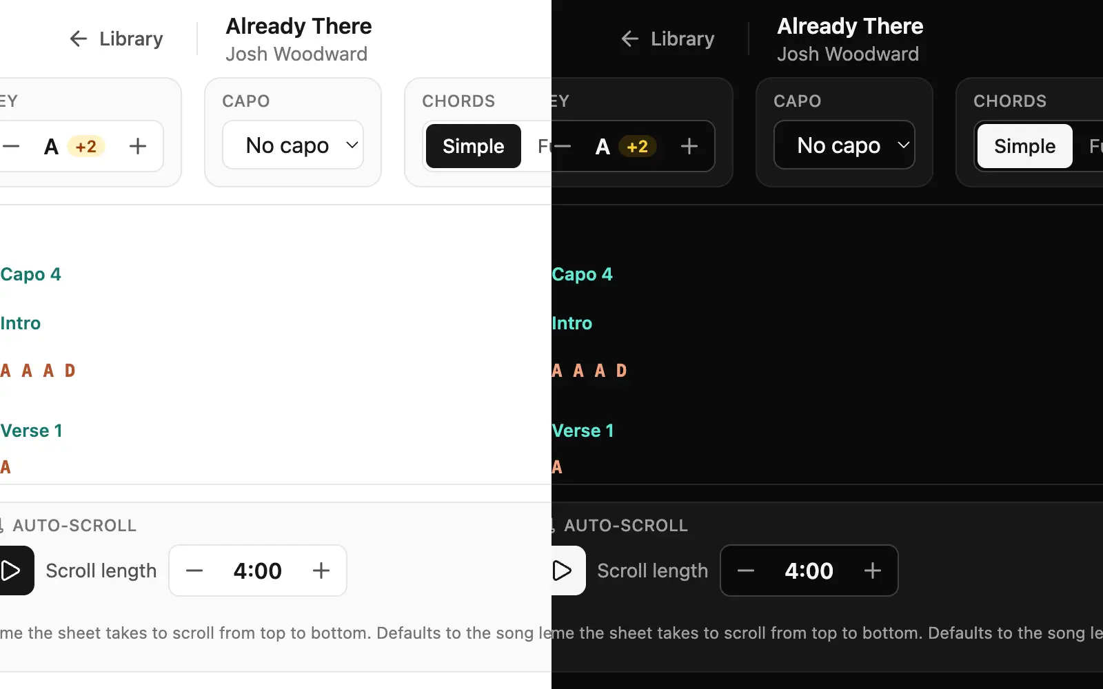 The same song in the light theme and in the dark theme